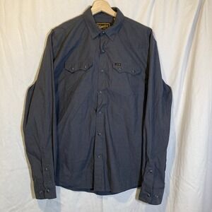 Howler Brothers Men M Crosscut Chambray Western Pearl Snap Shirt Charcoal Gray